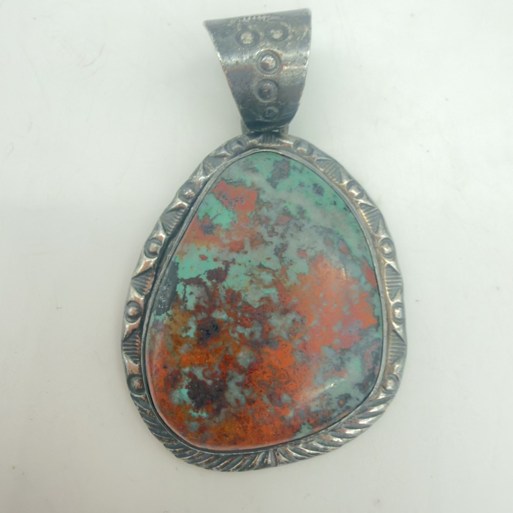 Secatero Navajo Sterling Silver Sonoran Sunset Pendant Unisex OS Silver Good